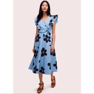 Kate Spade Grand Flora Poplin Midi Dress Size 6